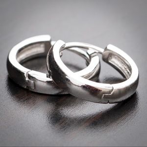 925 Sterling Silver Solid Men’s Hoop Earrings